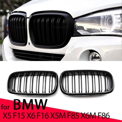 Nieuwe Look Auto Grille Grill Voor Nier Glanzend 2 Lijnen Dubbele Lamellen Voor BMW X5 F15 X6 F16 X5M F85 X6M F86 Auto