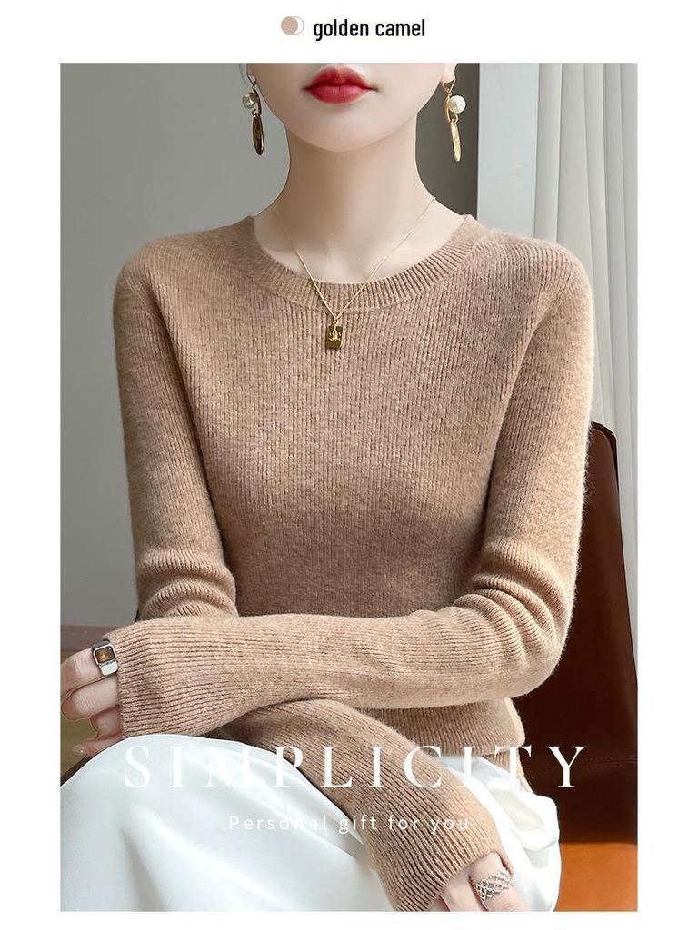Maglione da Donna a Collo Tondo Basso in Maglia Slim per Autunno e Inverno