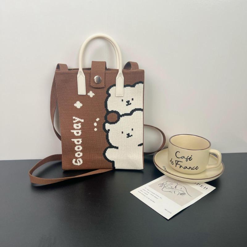 New large-capacity knitted bag, mobile phone bag, niche shoulder messenger bag, high-end, cartoon fashion handbag.