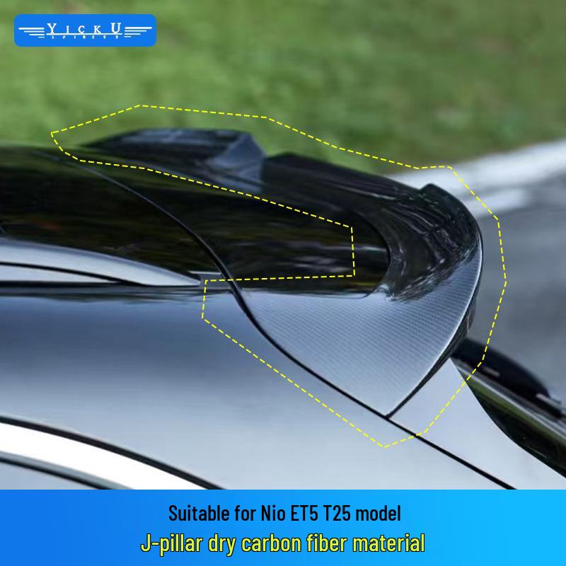 Upgrade Compatible Carbon Fiber Aero Kit: Shirok Front Lip, Rear Diffuser, Tail Wing & Side Badges for NIO ET5T.