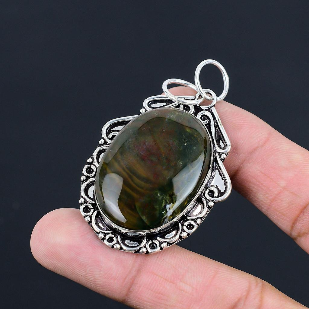 Daughters Day Deal Sterling Silver Bloodstone Gemstone Mother Pendant Jewelry