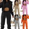 Women's Solid Color Three-Piece Set: Hooded Sweatshirt & Long Pants - Casual, Elegant Commute.