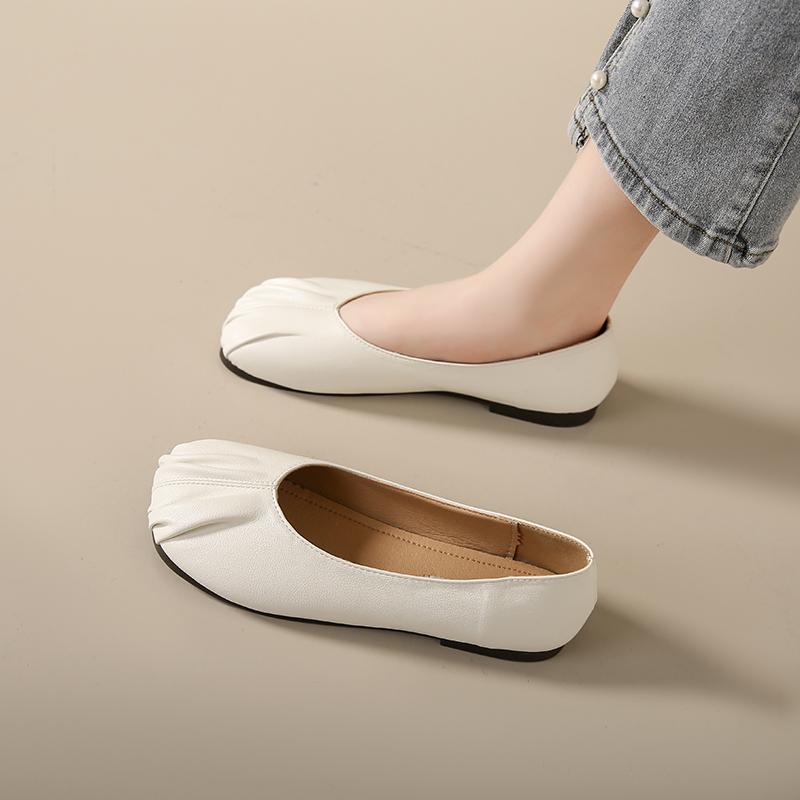 Z spódnicą pojedyncze buty damskie wiosenne miękka podeszwa 2025 wczesna wiosna nie męczące stopy moda płaska podeszwa damskie buty typu beanie jeden pedał