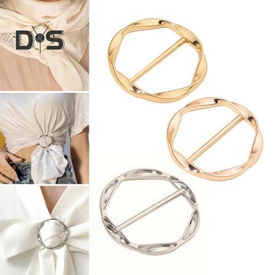 1 Pc/3 Pcs Women Scarf Ring Zinc Alloy Shirt Clips Twist Tee Knot Ring T-Shirt Ties Dress Clips Clothing Tightening Clip for Shirt Scarf Dress