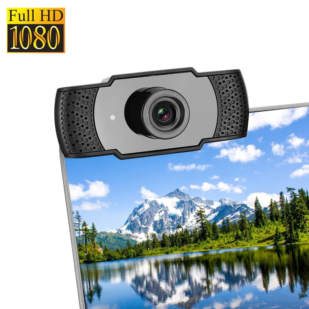Webcam 1080p Black Computer Office Camera Builtin Microphone Free Drive USB X22