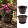 Balcony Garden Pots Resin Flower Planters, Vintage Plant Pot with Drainage Hole & Saucer, Lightweight Style Holders for Indoor Outdoor, Retro