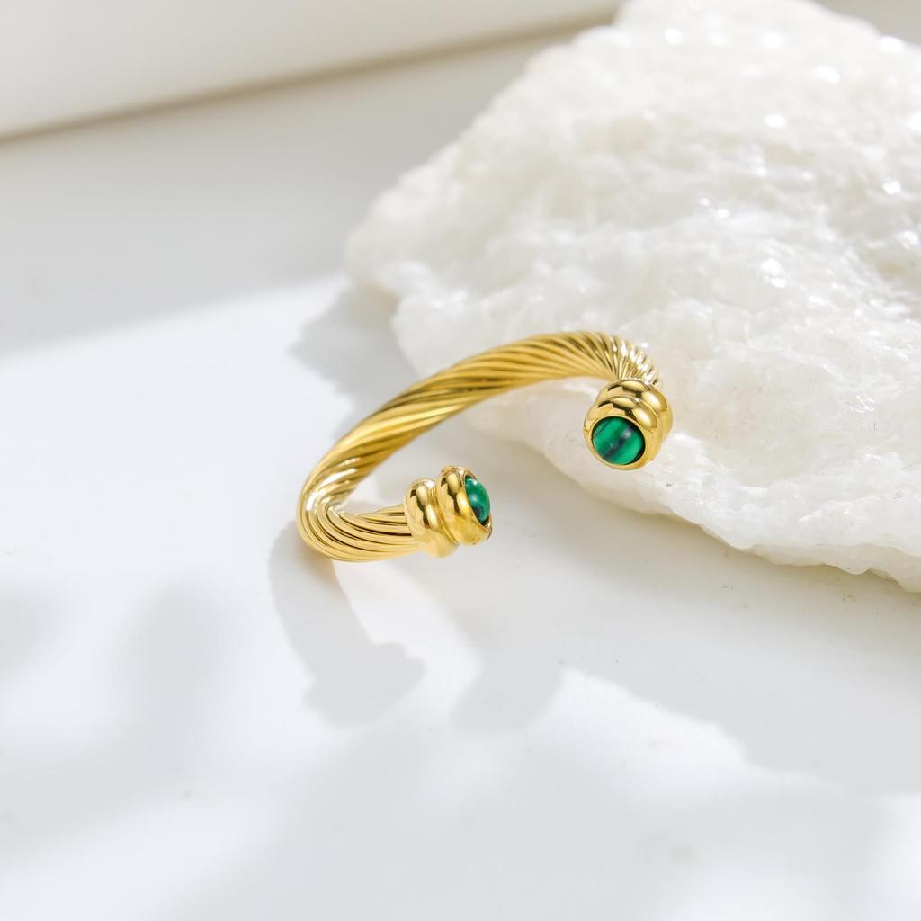 Stainless Steel Adjustable Ring for Women Colorful Crystals 18K Gold Color Rings Luxury Jewelry High-Quality Fashion Accessies