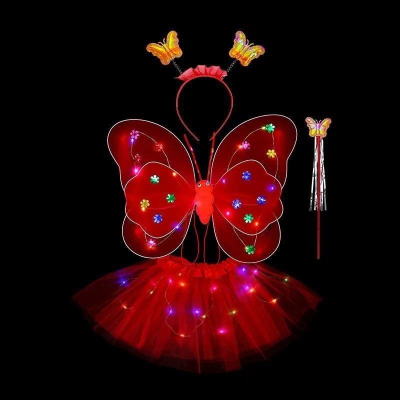 Luminous Wings Flashing Butterflys Skirt Lights Suits LED Children Costume Toys Girls Angel Children Fairy Props Photography Toy