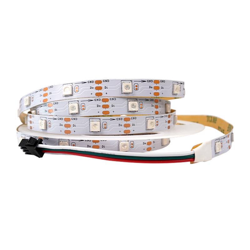5V 5050 LED Chasing Lights: 1m Self-Adhesive Light Strip, 30 LEDs, 10mm, Remote-Controlled Decorative Panel.
