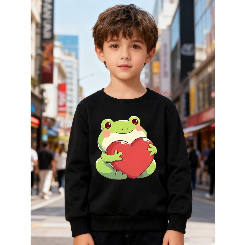European Sizes Kids' Fashion Sweatshirt, Round Neck Pullover with Cartoon Print, Suitable for Daily Casual Wear and Outdoor Activities