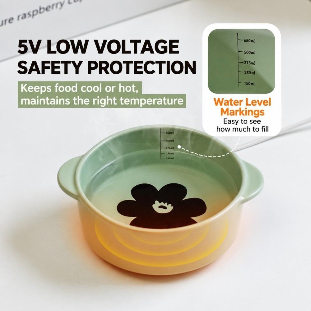 Constant Temperature Heated Ceramic Cat Bowl Neck-Protecting Dog Drinking Bowl Small Dog