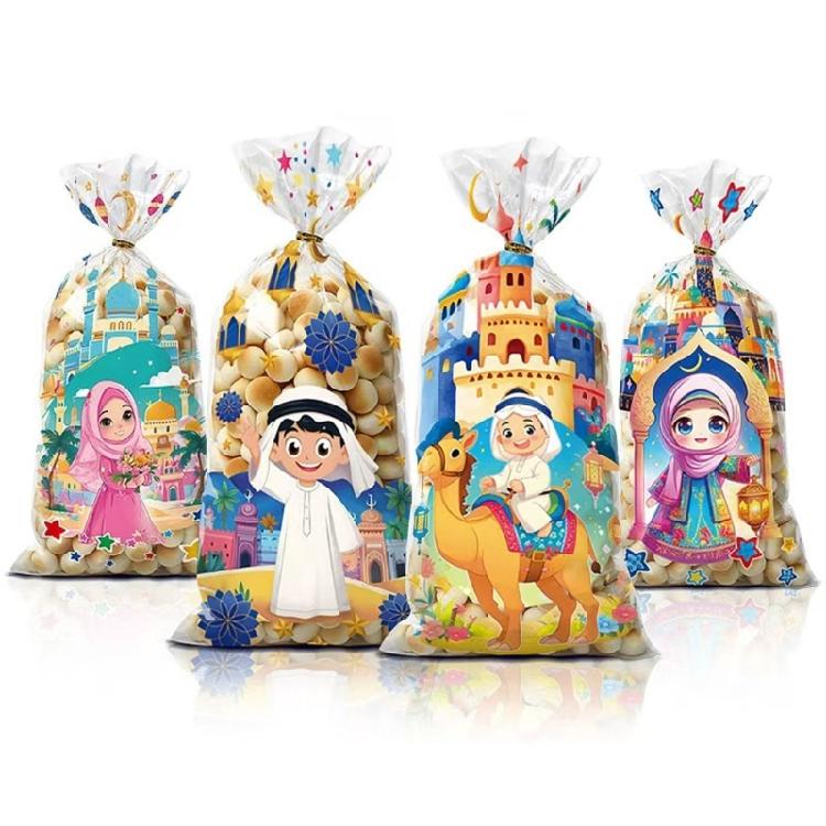 50Pieces Arabic Party Charm Bags Eid Celebration Bag Snack Bags Small Treat Bags Perfect for Storaging Treats and Gifts