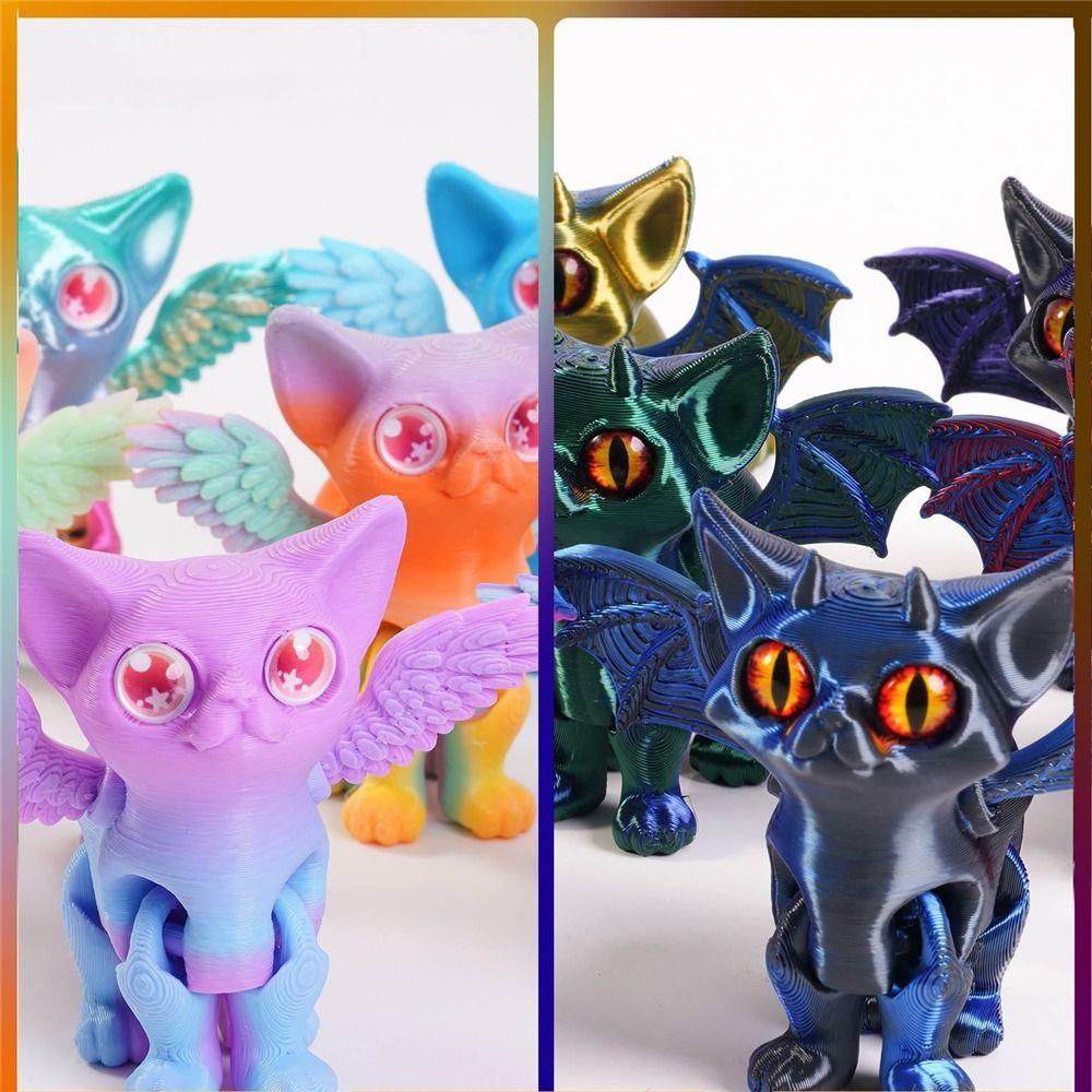 Pisici Demon Înger Imprimare 3D Pisică Miniaturi Mobile cu Articulații Multiple Colecționar Iubitori de Pisici