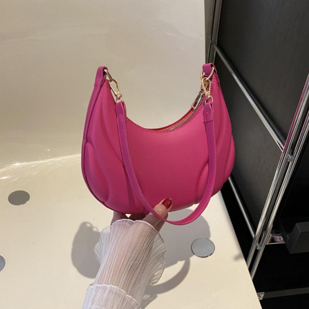 Tote Pu Leather Handbag Pu Leather Underarm Bag Simple Crescent Bag  Travel