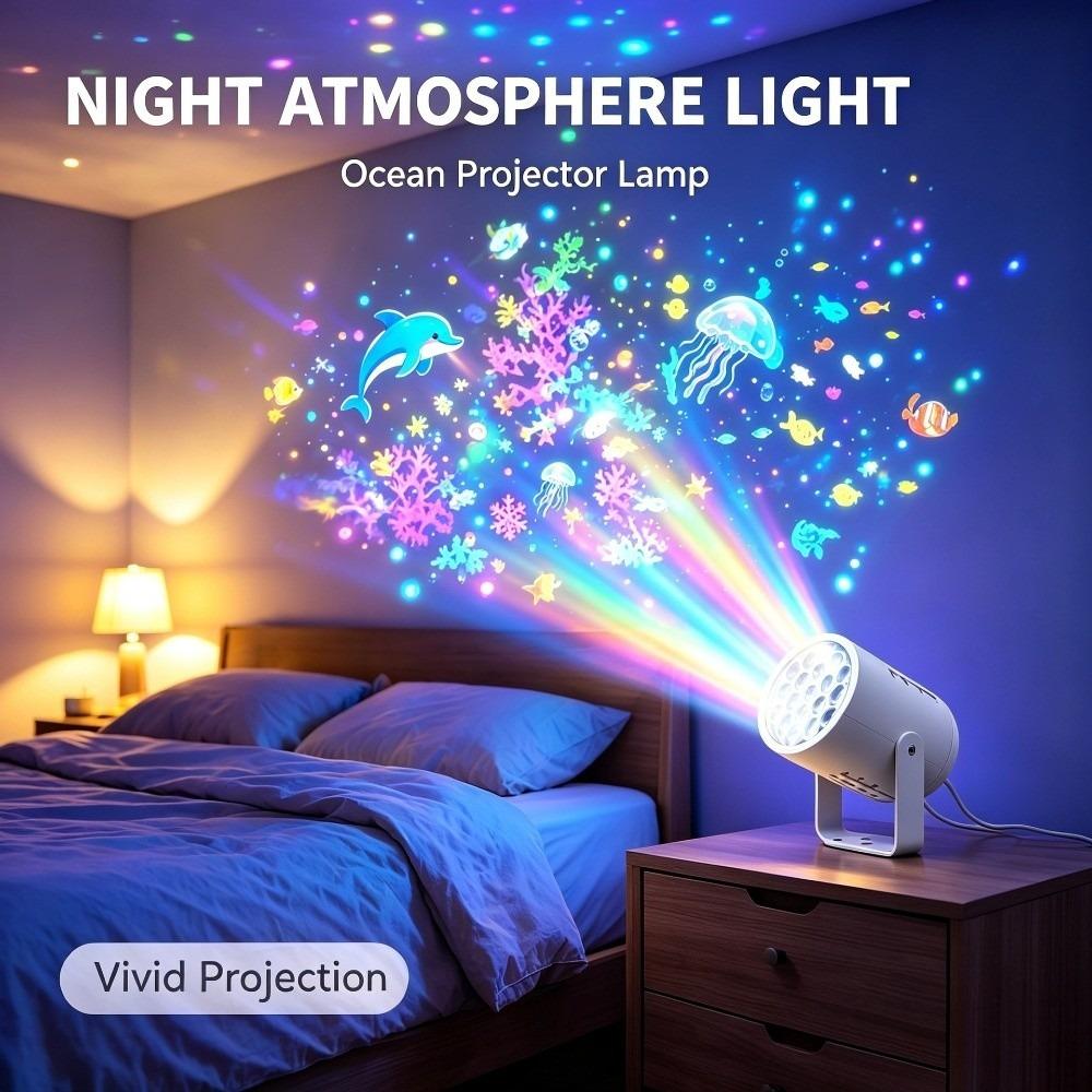 360 Grad drehbare Weihnachts-Projektorleuchte USB-betrieben Atmosphärenlampe Schlafzimmer