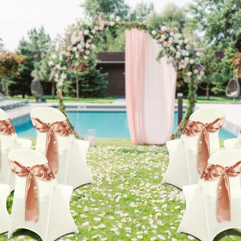 50PCS Ivory White Stretch Spandex Folding Chair Covers, Universal Fitted Chair Cover, Removable Washable Protective Slipcovers, for Wedding, Holiday,