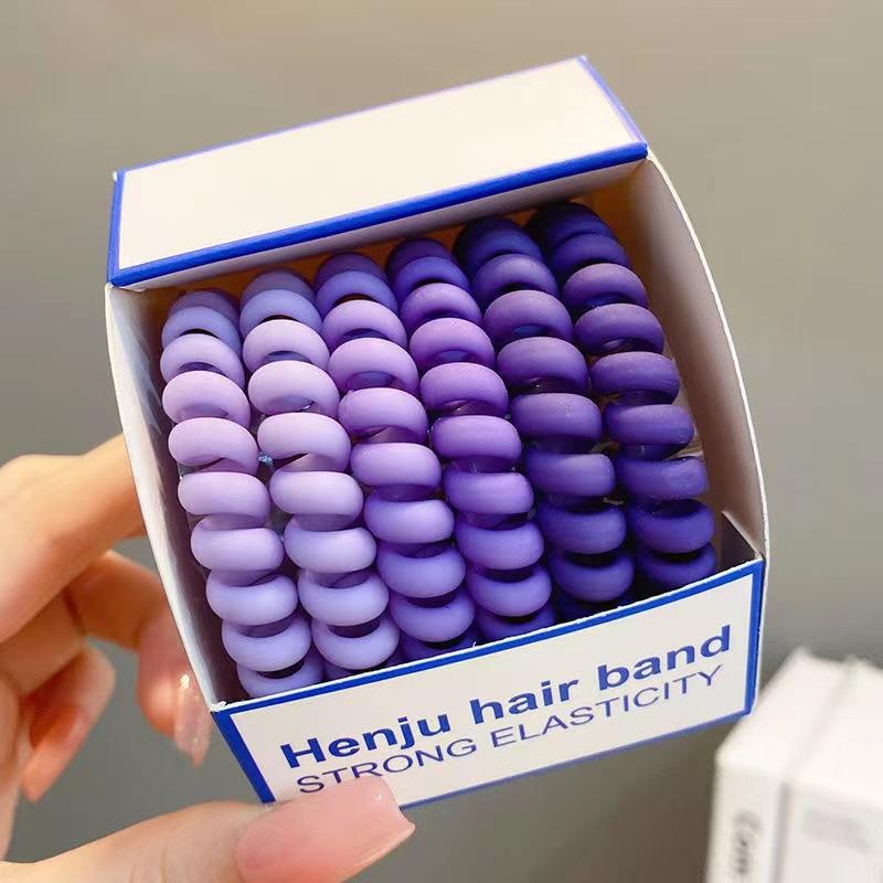 6Pcs/Set Fashion Matt Solid Telephone Wire Elastic Hair Band Frosted Spiral Cord Rubber Band Hair Tie Stretch Head Band Gum