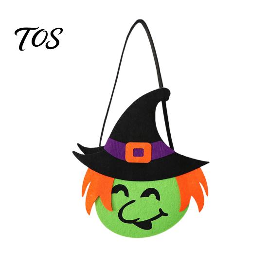 Halloween Candy Bags for Kids Felt Bag, Pumpkin Ghost Skull Cat Owl Tote Decorative Holiday Sacks Kids, Non Woven Trick or Treat Handbag, Party Favor
