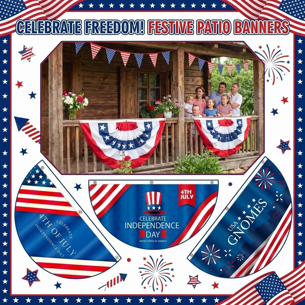 Fan Shaped Polyester Banner Festival Hanging Flag Yard Party Layout Ornament