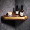 Yipan Black Walnut Finish Aluminum Bathroom Corner Shelf with Towel Bar