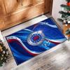 Tappeto Morbido per Area Calcio Rangers FC con Motivo Calcio, Antiscivolo, Tappeto per Pavimento Interno, Tappetino Decorazione Sportiva per Camera da Letto