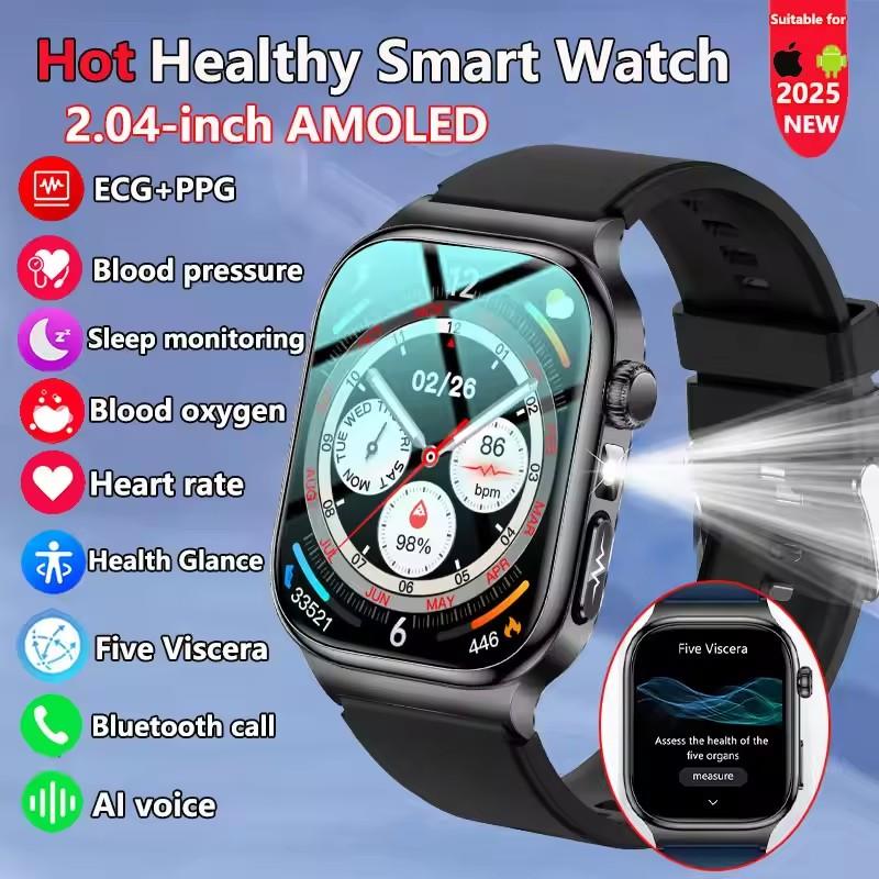 2025 Nursing Health Smart Watch Men ECG Heart Rate Blood Pressure Body Analysis Heart Rate Call Smartwatch