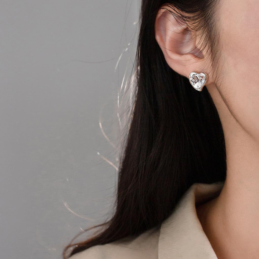 925 Silver Heart Stud Earrings For Women Engagement Wedding Fine Jewelry Friends Gift Accessories Trend Jewellery