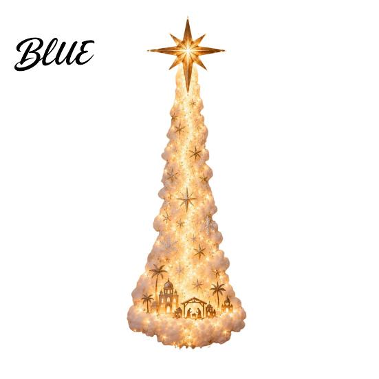 Rentier-Themenlichter Weihnachts-Zauberpfad Wandleuchte, Zug Baum Stern LED Kaskadierende Feiertagsdekoration Weihnachtsmann-Dekorationen mit Warmweißem Leuchten,