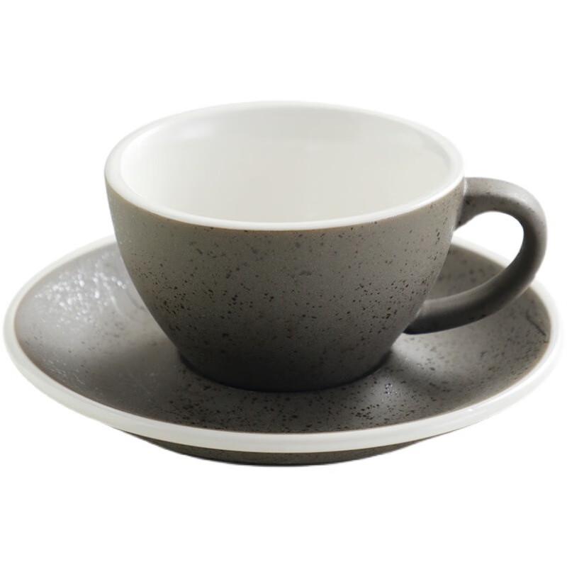 Retro Granite Ceramic Coffee Cup and Saucer Set