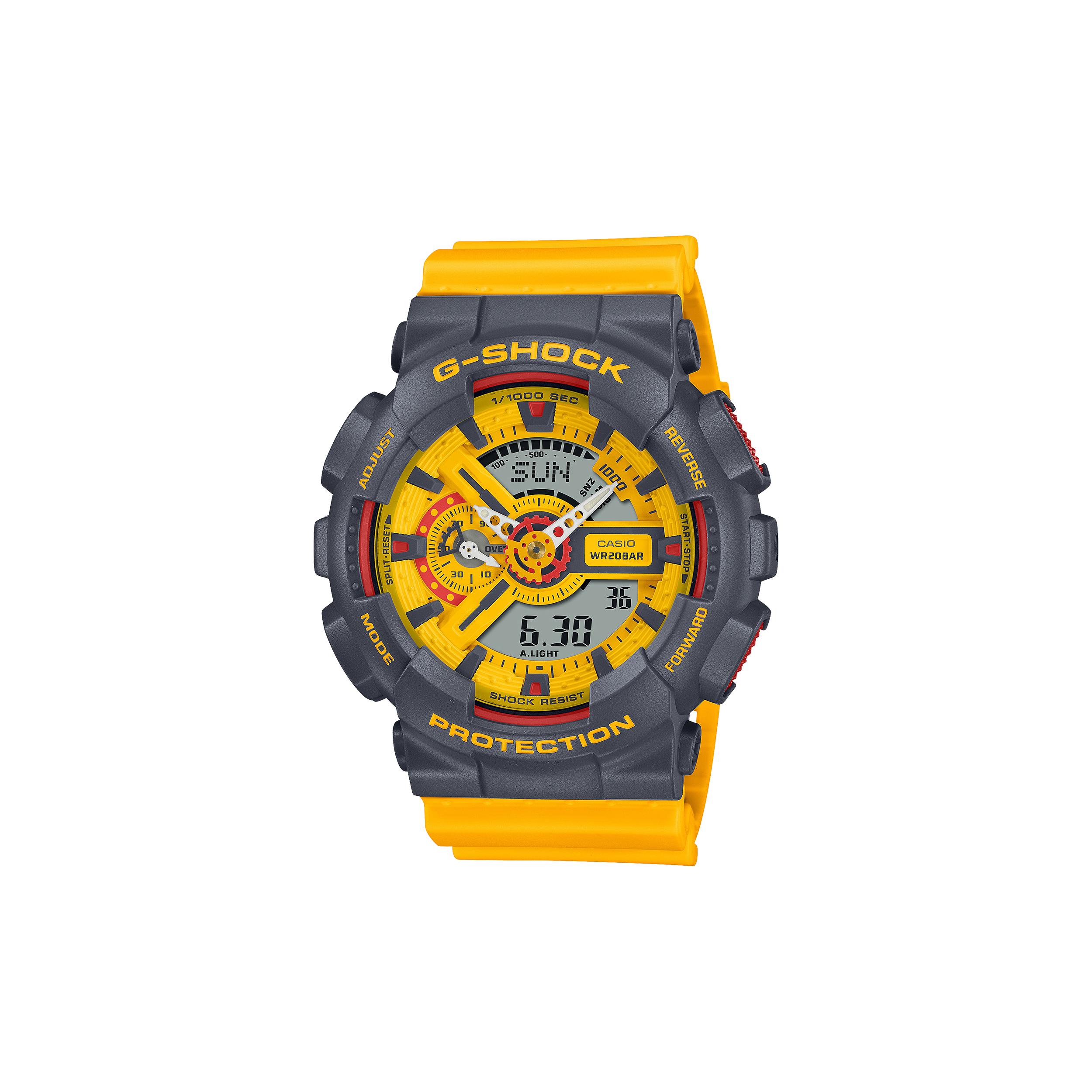 CASIO Men Liquid Crystal/Analog Dual Display Series Yellow Watch GA-110Y-9APR GA-110Y-9APR Vintage Yellow Watch Dial