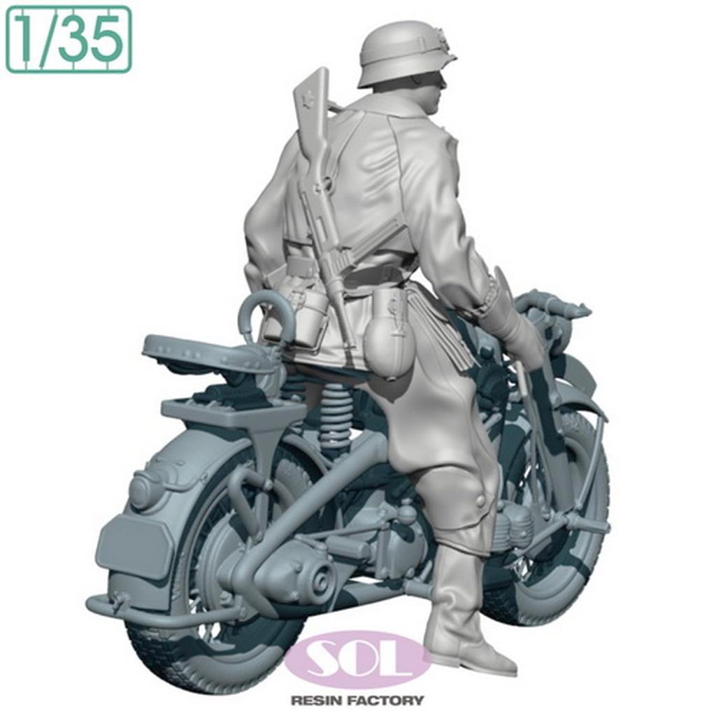 Sol Model WWII German KS750 Military Motorcycle with Field Military 3D Printer MM900 1/35 Police, Kit, (Motorcycle)