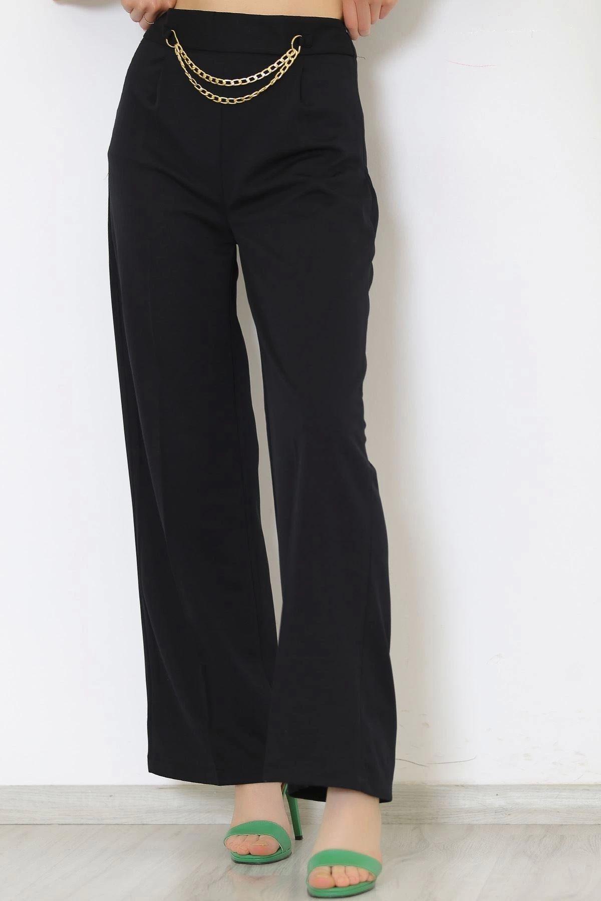 

Women s Style Plus Size Pants Chained Casual Trousers Black - 24200.683.