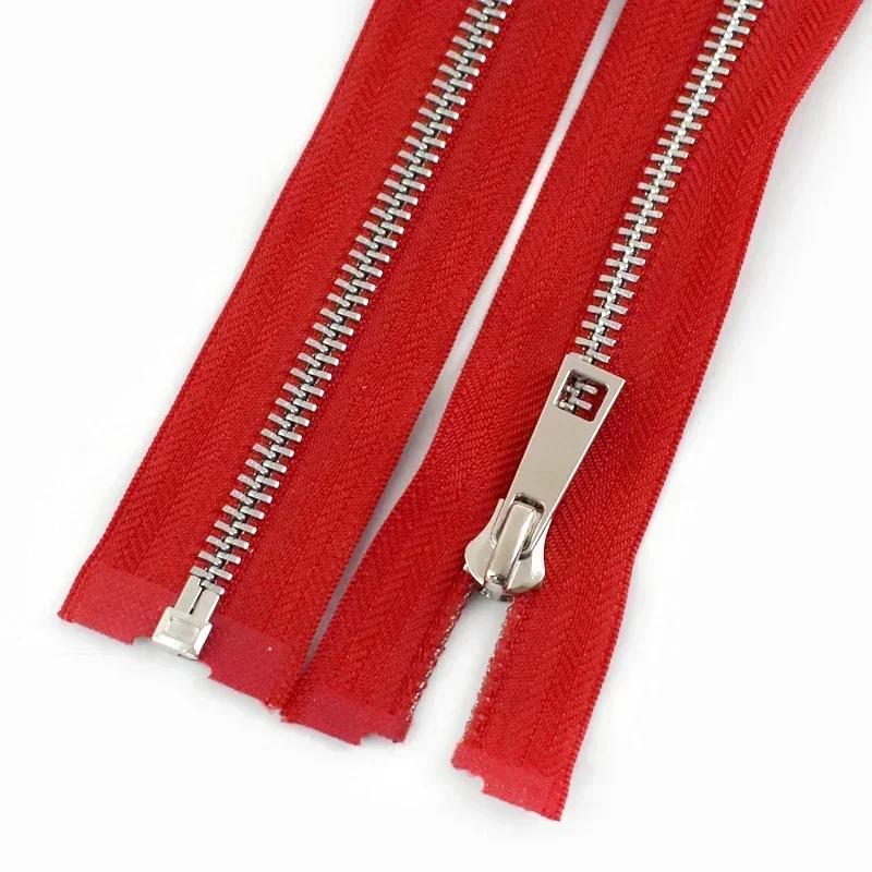2Pcs 5# Sewing Metal Zippers 40/50/60/70/80cm Open-End Zipper Jacket Coat Auto Lock Zip Repair Kit DIY Bag Garment Accessories