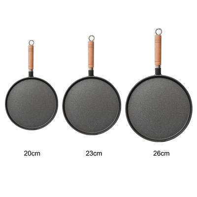Cast Iron Pan Thickened Pancake Pan Wood Handle Pan