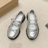 Silver single shoes women's 2025 new platform Mary Jane women's shoes with skirts sweet and cool ballet style light mouth small leather shoes