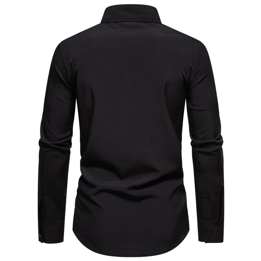 Printemps automne bleu rouge hommes chemises hommes blanc noir haut revers manches courtes couleur unie chemise