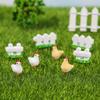 Micro Landscape Decoration: Rooster & Hen Resin Ornaments with Fence and Stump