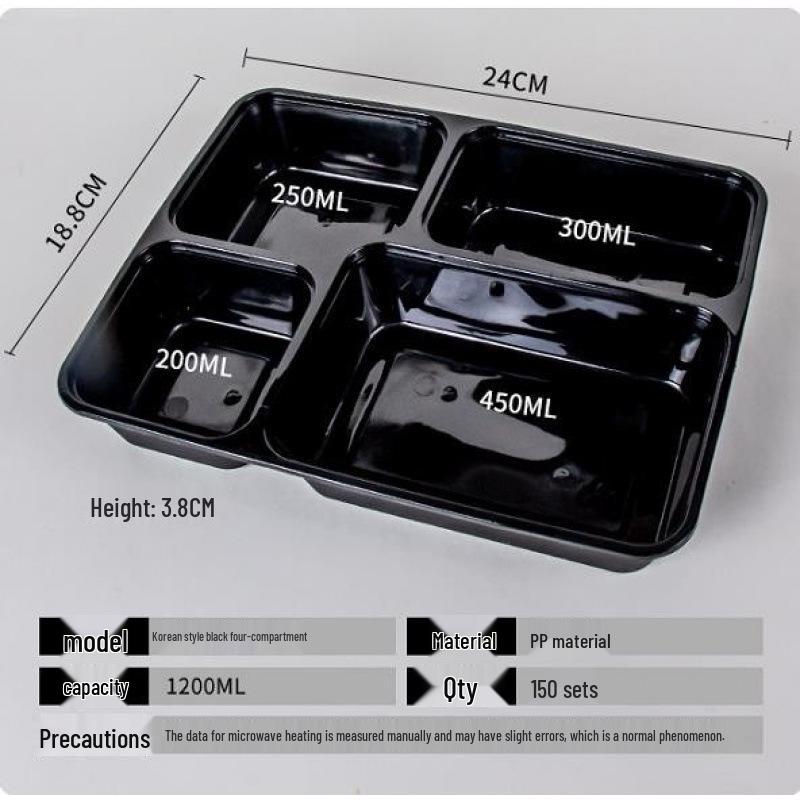 Custom Multi-Compartment Disposable Food Containers - 4, 5, or More Compartments - Takeaway Bento Fast Food Boxes, Rectangular Lunch Boxes