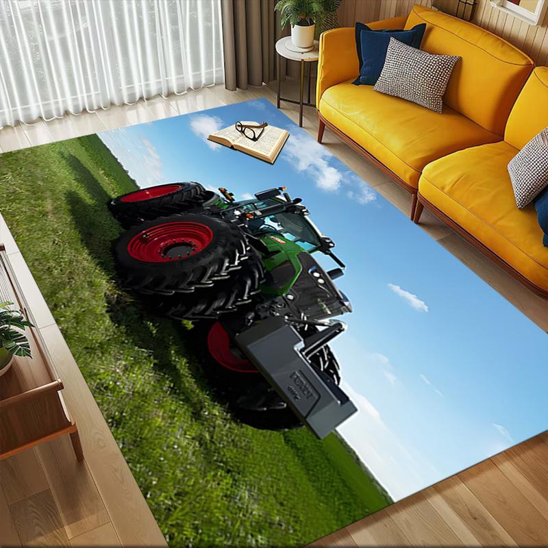 tractor field Crystal Velvet Office chair mat Area Rug - Non-Slip, Floor Mat, Office Desk Chair Rugs,Christmas Gift-1106247