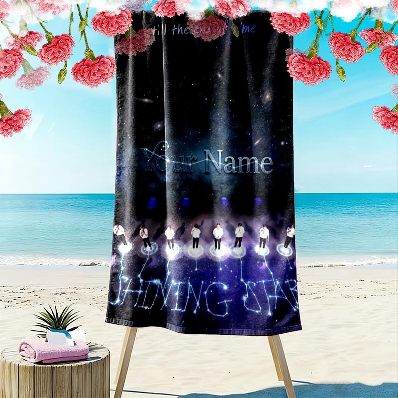 Name Custom Super Junior Poster Print Beach Towel, Large Soft Quick Dry Towel for Beach Camping Swimming