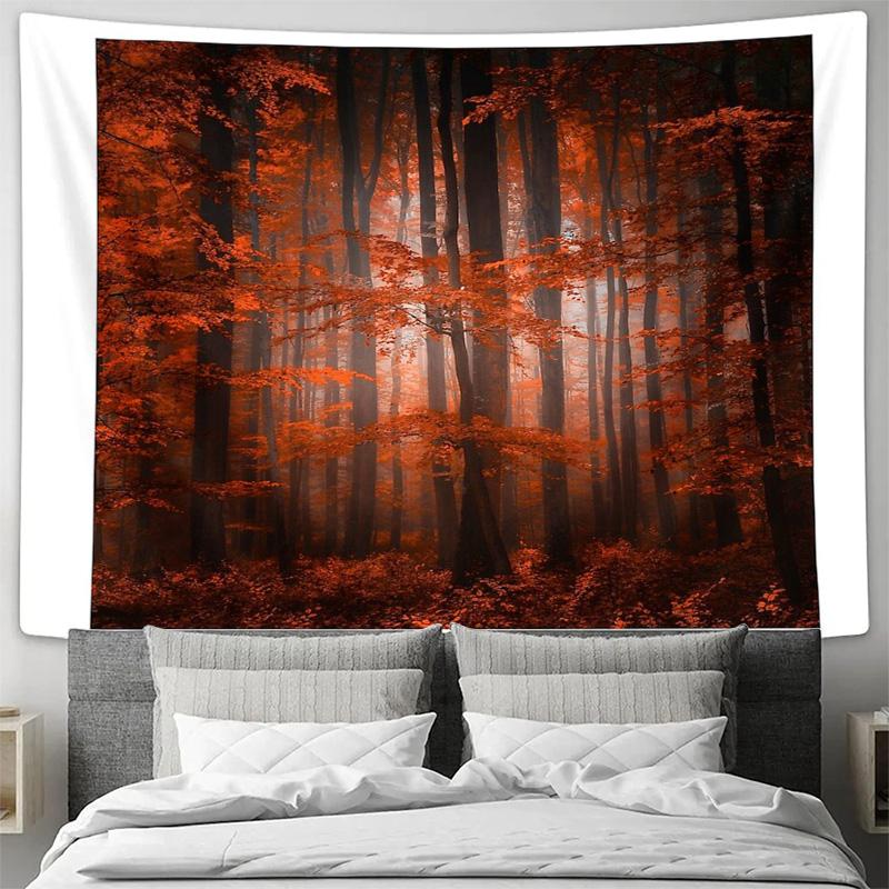 Forest Tapestry Woodland Wall Hanging Nature Decor Room Aesthetic Tapestry Vintage Landscape Home Decor Bedroom Living Room Wall