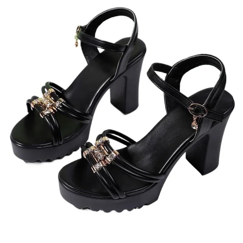 

Ladies Shoes Summer Platform Buckle Strap Women s Open Toe Sandals Outdoor Metal Decoration Versatile Daily Party Heeled Sandals 43