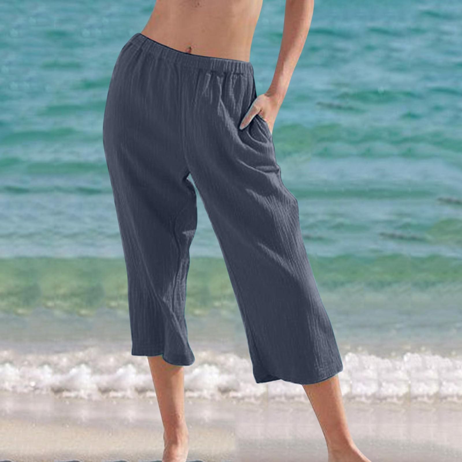 

Женские летние повседневные свободные брюки 7 с карманами XXL серый