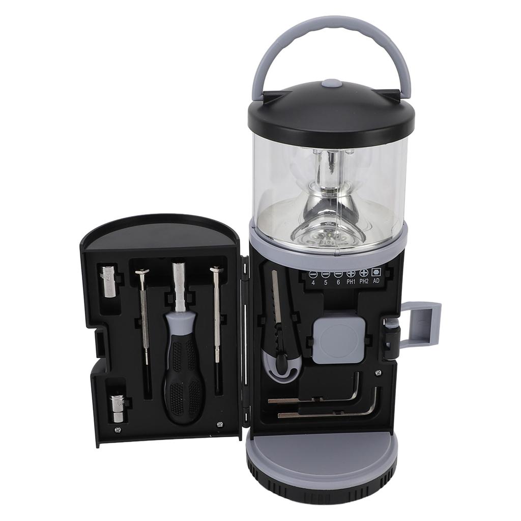 Camping Lantern with Tool Kit Portable Clear Lampshade Ergonomic Handle Battery Powered LED Camping
