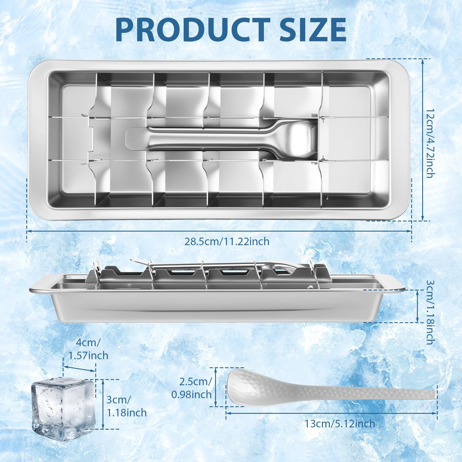 18 Slot Stainless Steel Ice Cube Tray Reusable Removable Ice Cube Maker Ice Cube Mold for Cooling Cocktails Coffee Fruit Juice