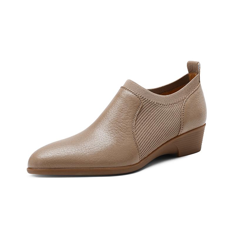Fashion Women Pumps Low Heels Genuine Leather 2025 Spring Summer New Round Toe Mature Working Shoes Woman Basic Office Lady Women Shoes