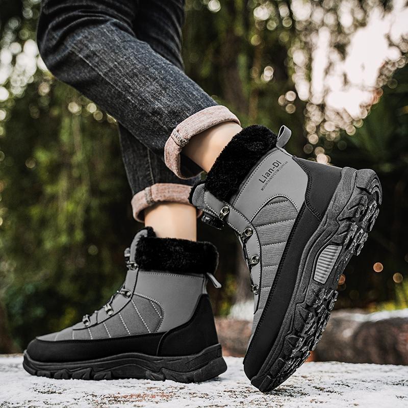 Men's Winter Comfortable Plush Warm Thick Sole Height Increasing Leisure Boots High Top Boots Fashion Youth Versatile Work Boots