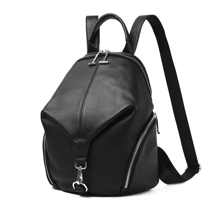 

Женская сумка из кожи премиум-класса, рюкзак для отдыха и путешествий, рюкзак для поездок на работу, школьный рюкзак, женский рюкзак из первого слоя коровьей кожи чёрный