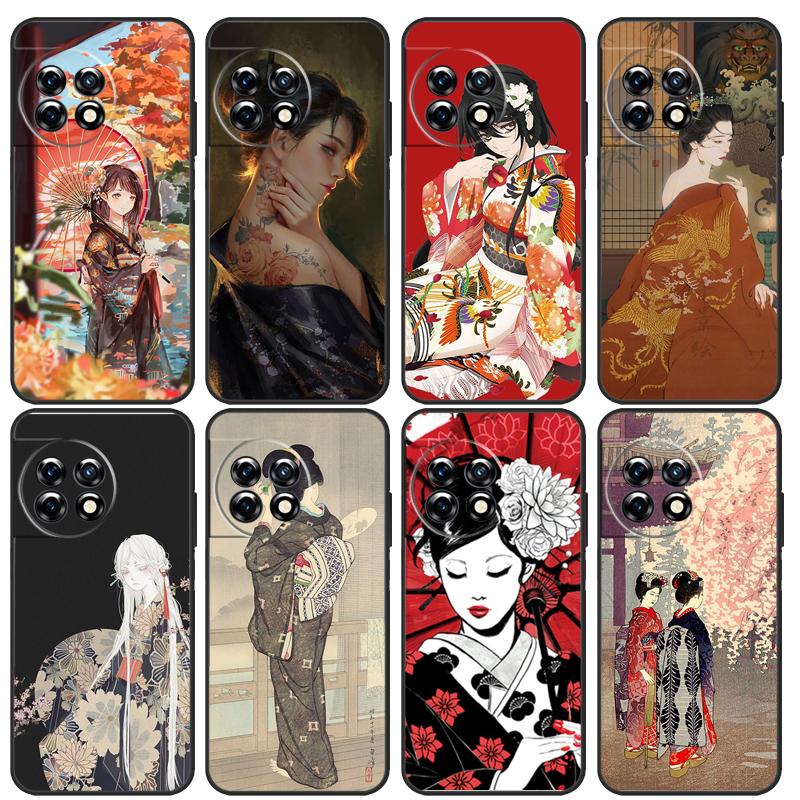 Japanese Art Kimono Tattoo Case For OnePlus 11 10T 10R 8T 8 9 10 Pro Cover For OnePlus Nord 3 2T CE 2 Lite N10 N20 N30