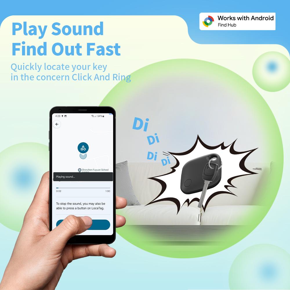 2PCS Bundle Android Smart GPS Tracker with Rope Portable Anti-Loss Locator Work with Google's Find Hub Finder for Pixel Moto